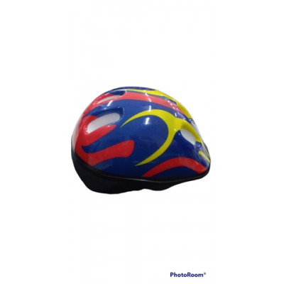 CAPACETE INFANTIL FLAMES AZUL/AMARELO/VERMELHO COM VISTA