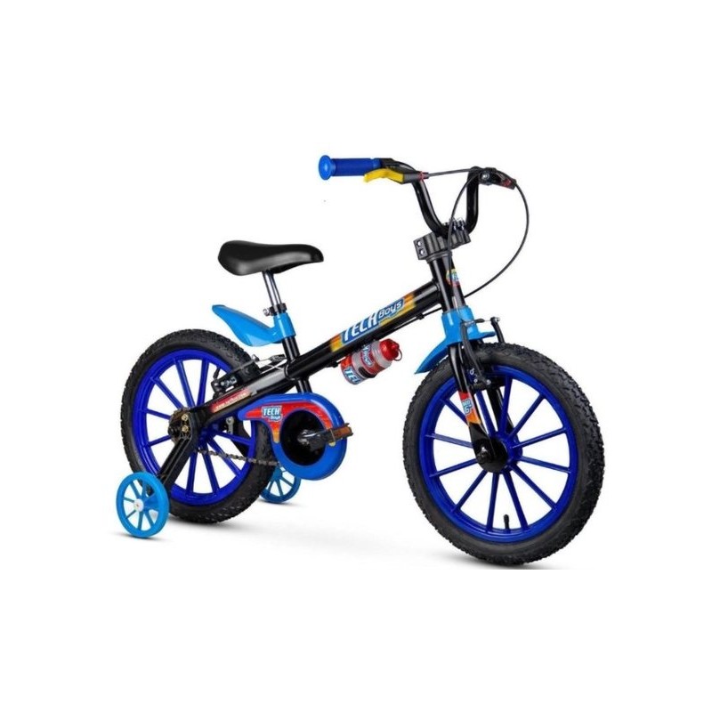 BICICLETA ARO 16 MASCULINA TECH BOYS PRETO AZUL