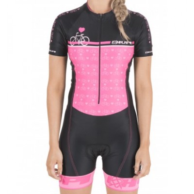 MACAQUINHO CICLISMO FEMININO LOVE BIKE PRETO/ROSA TAMANHO (M)